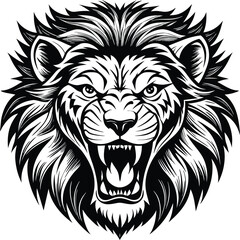 angry lion head mascot isolated on white background eps 10
