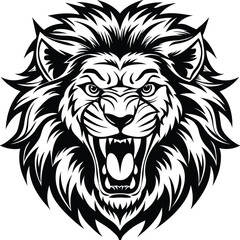 angry lion head mascot isolated on white background eps 10