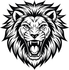 angry lion head mascot isolated on white background eps 10