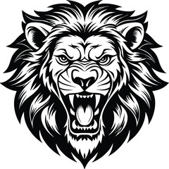 angry lion head mascot isolated on white background eps 10