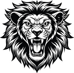 angry lion head mascot isolated on white background eps 10