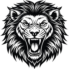 angry lion head mascot isolated on white background eps 10