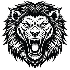 angry lion head mascot isolated on white background eps 10