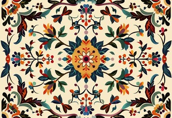 Fototapeta premium Intricate Arabian Sage motif with floral and border patterns. Exquisite cultural design.