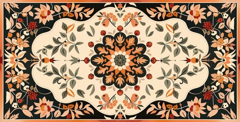 Arabic Lantern Set in Oriental Carpet Pattern. Classic Illustration Concept.