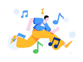 Music characters scene flat vector concept operation illustration
