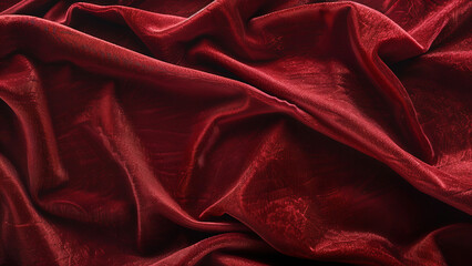 Obraz premium Luxurious Deep Red Velvet Fabric in Soft Folds for Textured Background