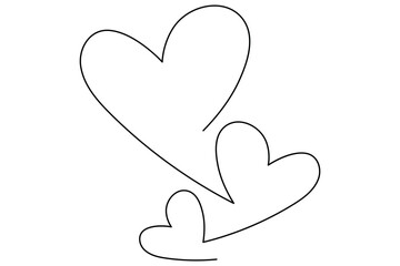 Continuous one line drawing of two hearts and romantic love symbol vector illustration
