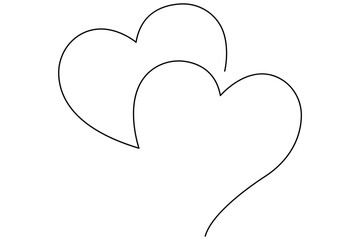 Continuous one line drawing of two hearts and romantic love symbol vector illustration
