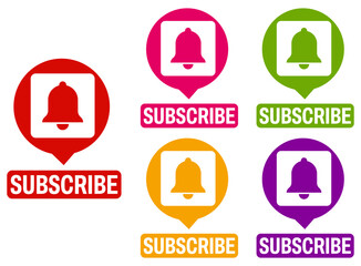 set subscribe labels icon. channel notification sign design template vector illustration