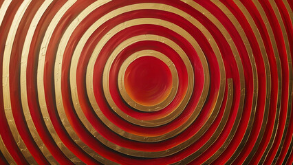 Naklejka premium Vibrant concentric red and gold circular design pattern