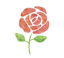 バラのイラスト　水彩　赤