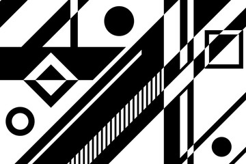 Geometric illustration. Black and white abstract minimal background. 