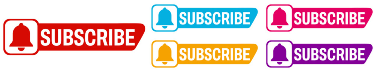 set collection colorful trendy subscribe sign icon. subscribe notification labels template design vector illustration