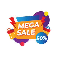 mega sale icon diskon 50 %
