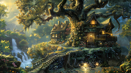 Fototapeta premium Fairy tales, wallpaper, fun and childhood morals