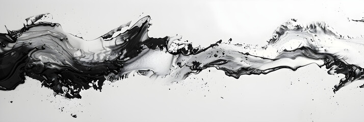 Obraz premium Dynamic Ink Brush Stroke Capturing Bold and Expressive Art in Rhythmic Composition