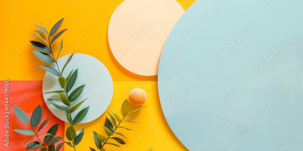 Aufkleber aerial view of modern flat lay background with minimalist elements.