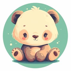 Fototapeta premium Cute Panda Bear Sitting in a Circle