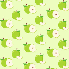 Cute cartoon green apple pattern paper printable for wrapping, package, fabric, textile background 