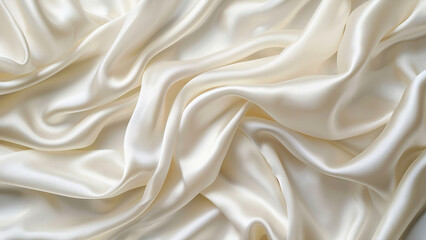 Obraz premium Elegant Ivory Silk Fabric with Soft, Flowing Folds and Subtle Shine