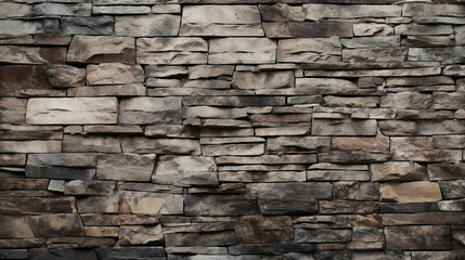 textured Stone Wall with Varied Rock Patterns and Shades