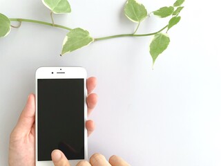スマートフォンを操作する女性の手元