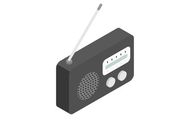 Fototapeta premium Eemergency kit of portable radio, simple isometric illustration