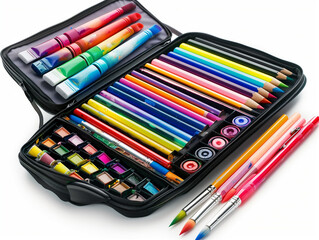 Naklejka premium Template for an Unoccupied Art Supply Case on a Pure White Background for Creative Minds