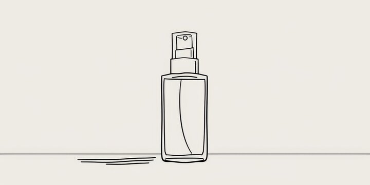 recommend clip art: Minimalist line art of a makeup primer bottle for beauty sketchbook.