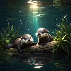 an otter lurking in the water
(Generative AI)