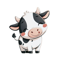 Cute baby cow cartoon character illustration 