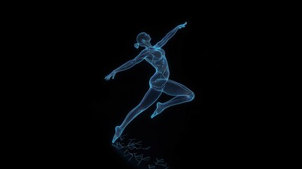 an illuminate silhouette of an Olympic gymnast on a dark background