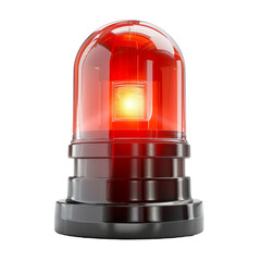 A red emergency warning light with a transparent dome and black base, isolated on a transparent background.