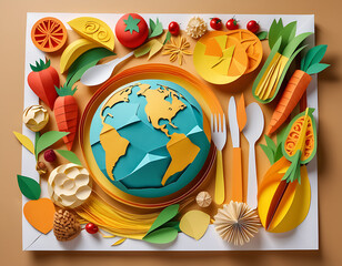 World Food Day Concept. Paper Art Work of World Food Day