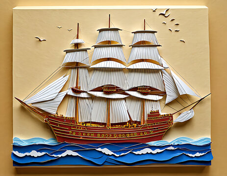 World Maritim Day 2024. Paper Art Work of Ship and Ocean - Powered by Adobe