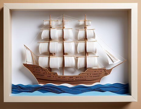 World Maritim Day 2024. Paper Art Work of Ship and Ocean