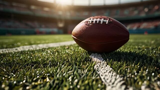 Football ball on Football Field with Yard Line