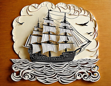 World Maritim Day 2024. Paper Art Work of Ship and Ocean