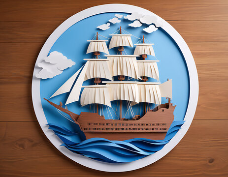 World Maritim Day 2024. Paper Art Work of Ship and Ocean