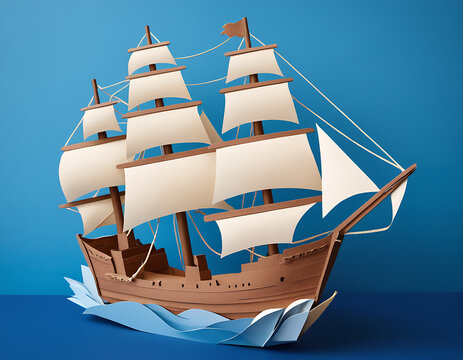 World Maritim Day 2024. Paper Art Work of Ship and Ocean