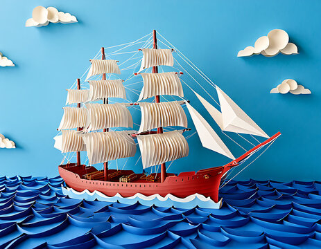 World Maritim Day 2024. Paper Art Work of Ship and Ocean - Powered by Adobe