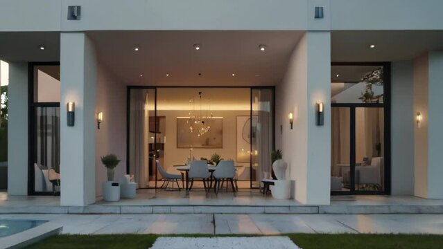 Modern Minimalist Home Exterior with Patio and Pool