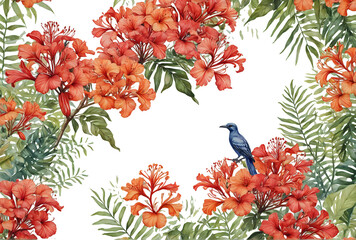 Vibrant Tropical Bouquet with Flamingo