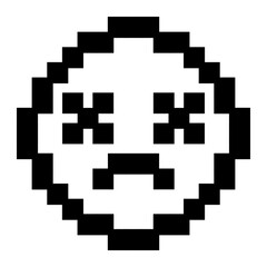 pixel art dizzy emoticon icon, 8bit style emoticon