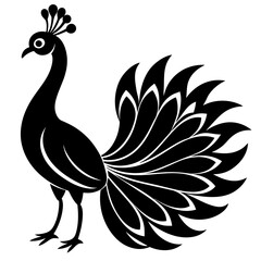     Beautiful silhouette peacock vector illustration.
