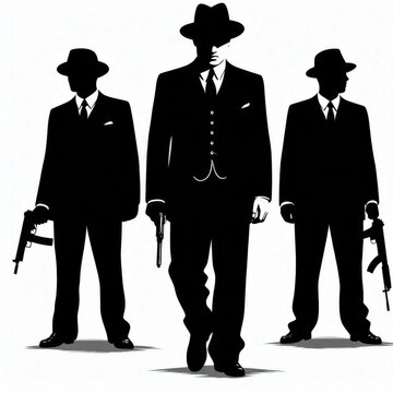 silhouettes of mafia