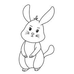 Continuous line drawing of Easter bunny animal. Draw Rabbit design vector graphic illustration