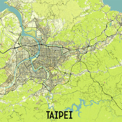 Taipei, Taiwan map poster art