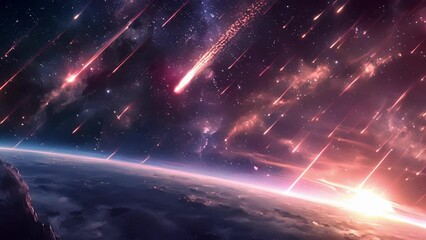 A mesmerizing display of meteors streaking across the sky evokes a sense of wonder and awe at the vastness of the cosmos. - Powered by Adobe